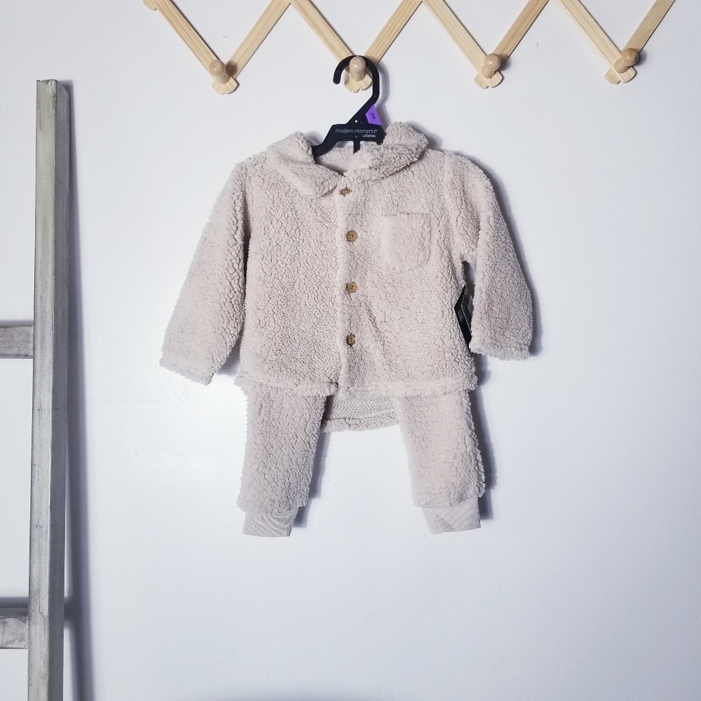 NWT MODERN MOMENTS BY GERBER SHERPA TAN JACKET AND PANTS SET SIZE 12 MONTHS